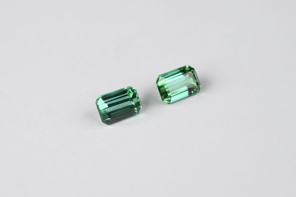 Green Tourmaline Emerald Cut 6x4 mm Pair
