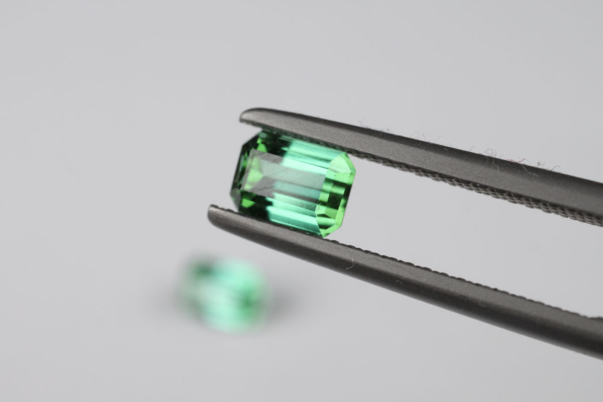 Green Tourmaline Emerald Cut 6x4 mm Pair