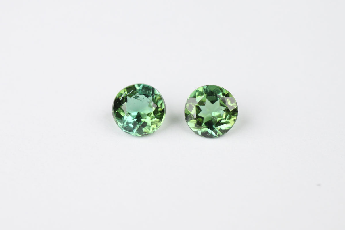 Green Tourmaline Round 4.35 mm Pair