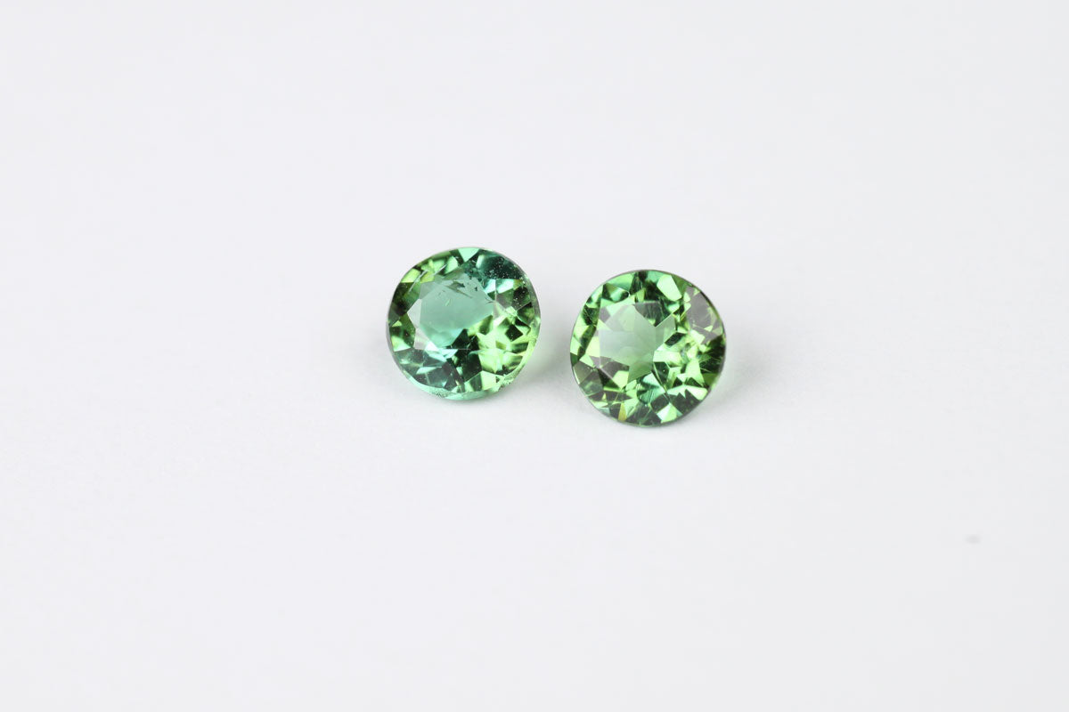 Green Tourmaline Round 4.35 mm Pair