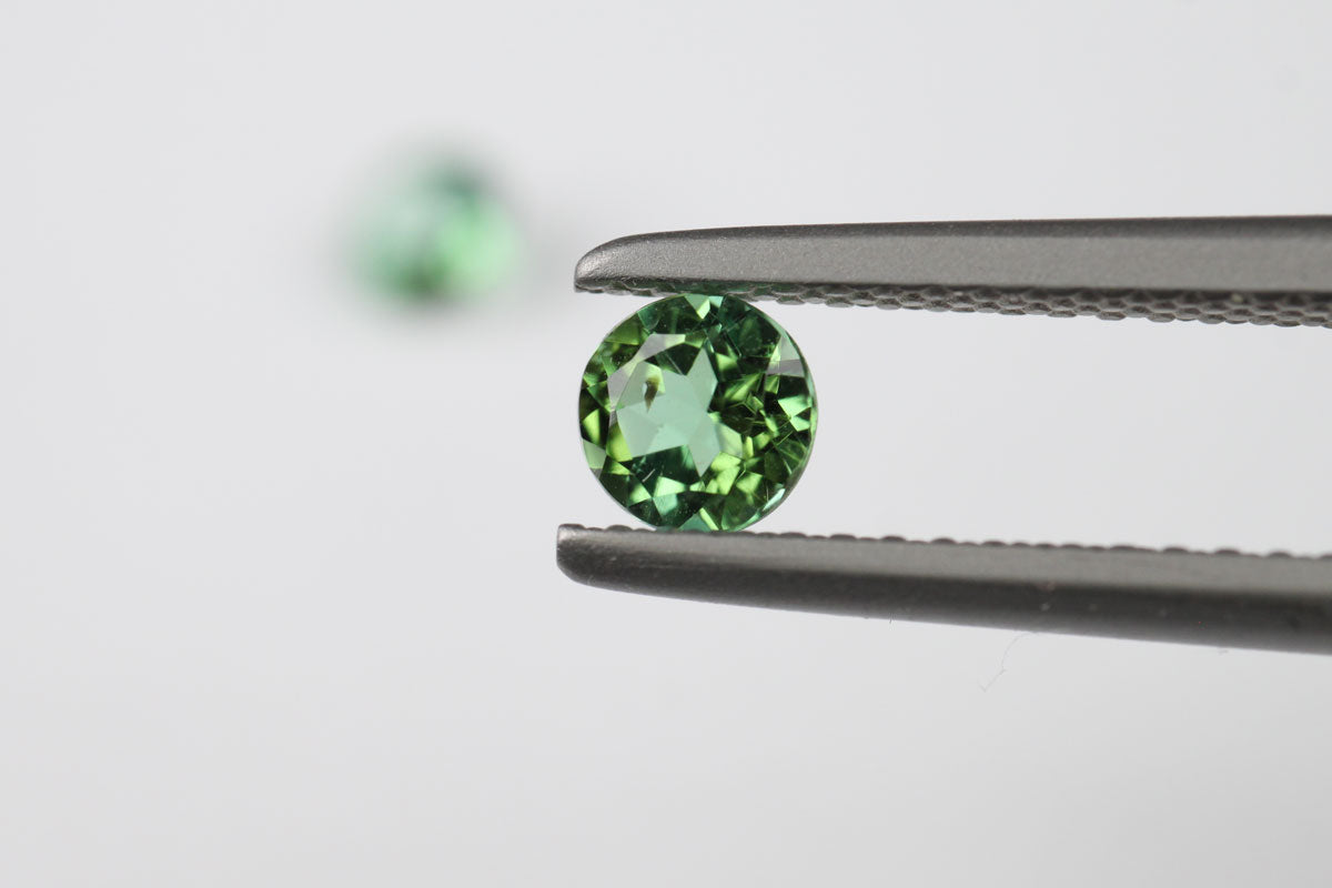 Green Tourmaline Round 4.35 mm Pair