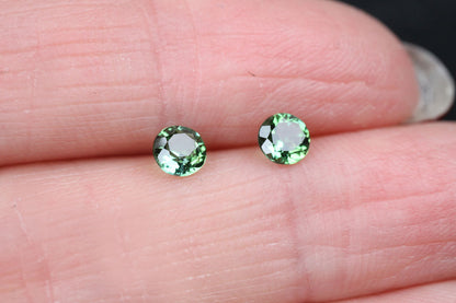 Green Tourmaline Round 4.35 mm Pair