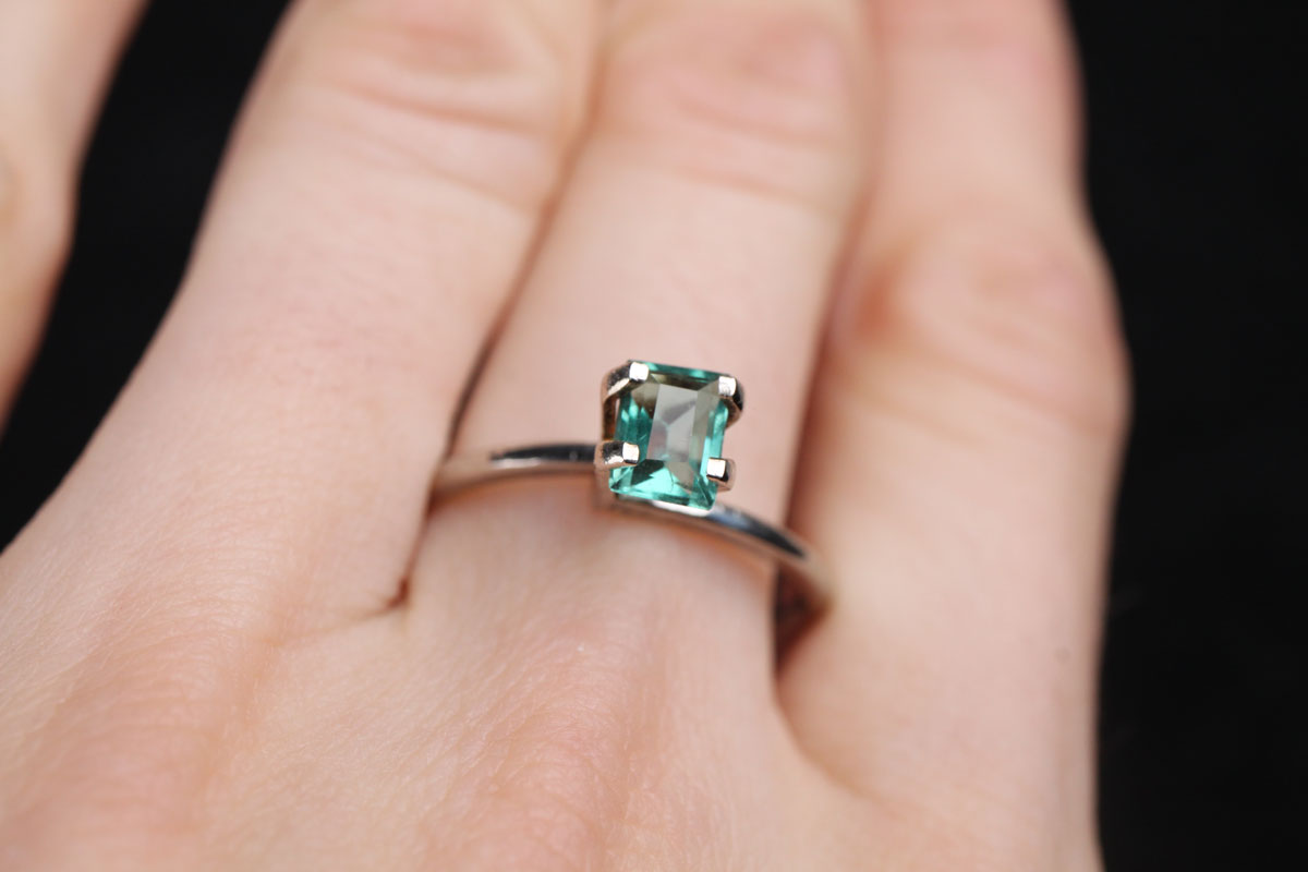 Blue-Green Tourmaline Rectangle 0.75 ct
