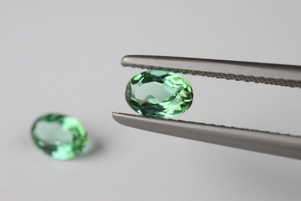 Green Tourmaline Oval 6x4 mm Pair