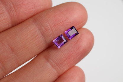 Amethyst Rectangle 5x4 mm Pair