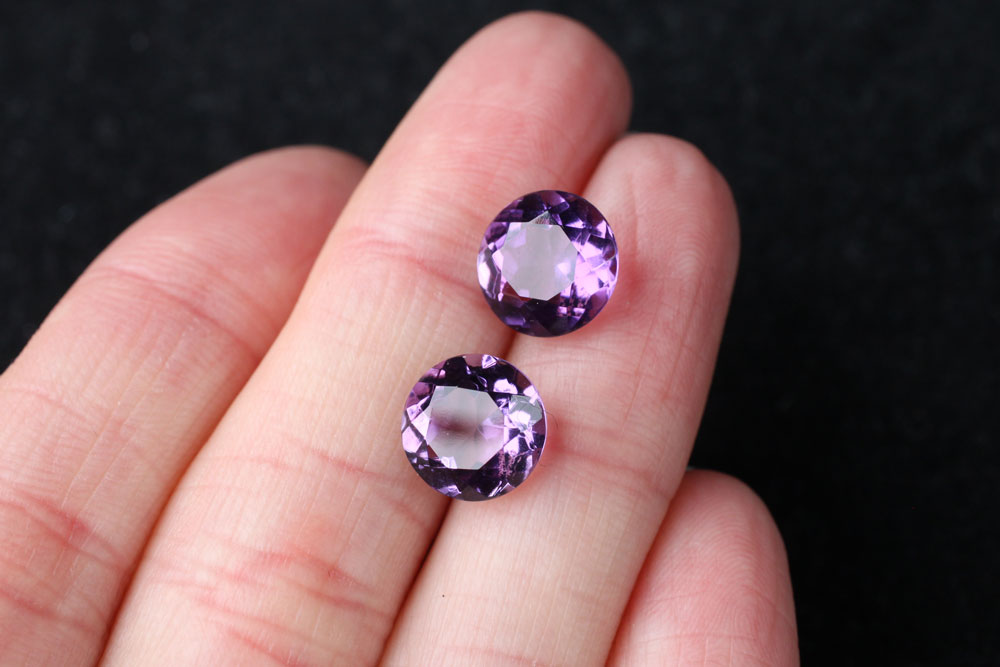 Amethyst Round 9 mm Pair