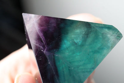 Fluorite Pyramid Dark Green + Purple 4 cm