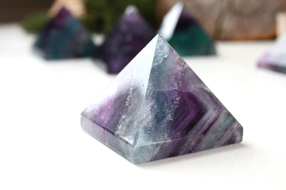 Fluorite Pyramid Green-Purple-White 4 cm