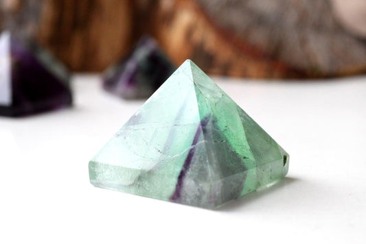 Fluorite Pyramid Light Green + Purple 3 cm