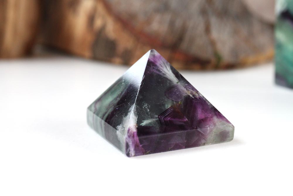 Fluorite Pyramid Green-Purple-White 3 cm