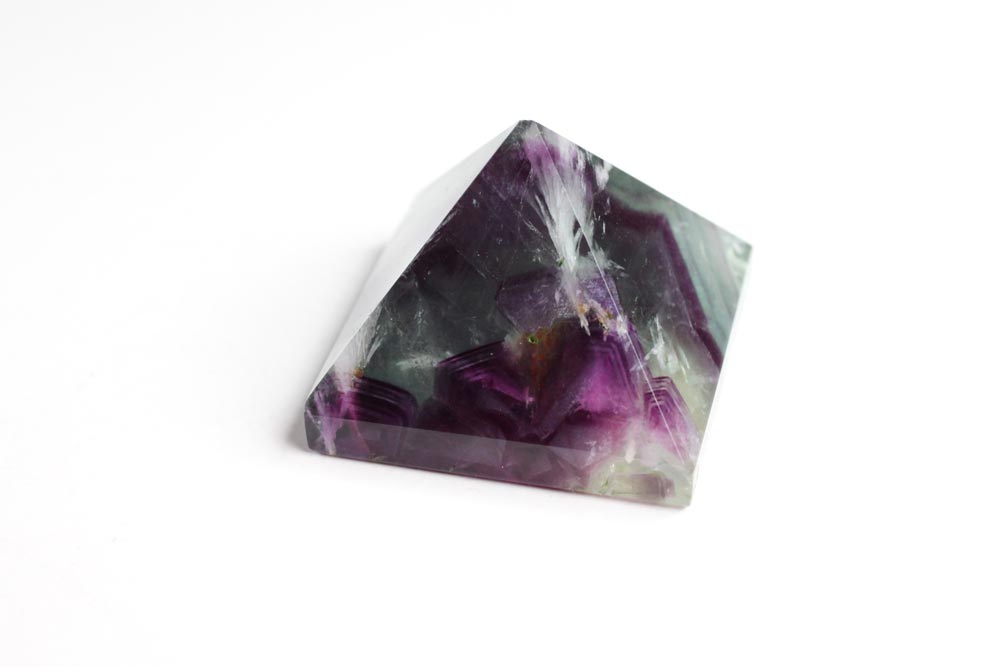 Fluorite Pyramid Green-Purple-White 3 cm
