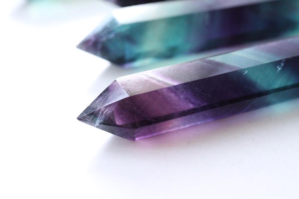 Fluorite Double Points Purple + Green