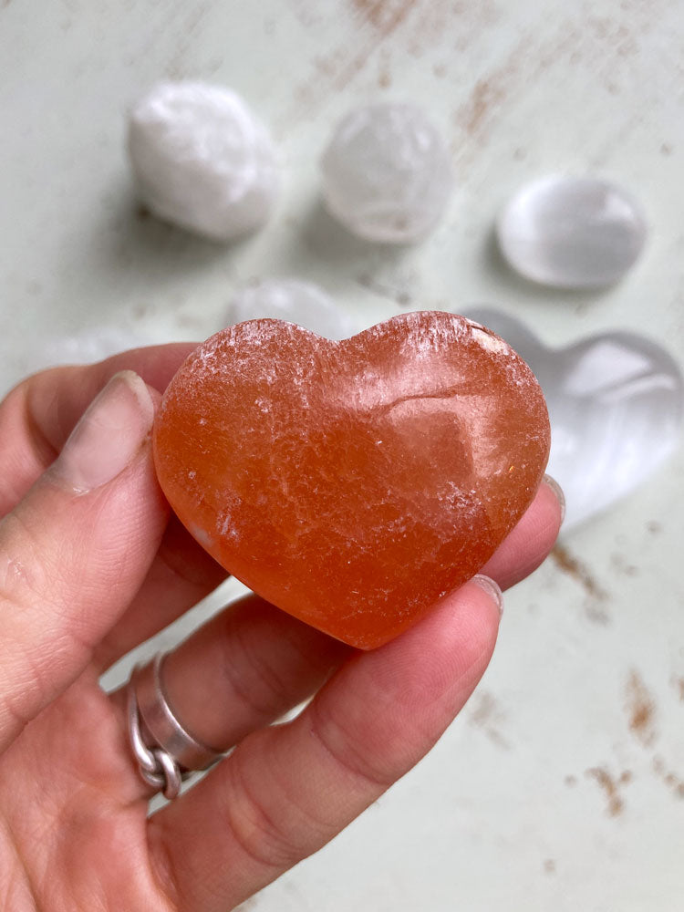 Orange Selenite Heart