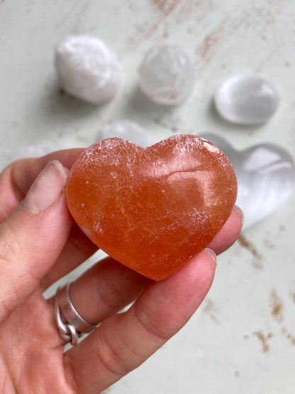 Orange Selenite Heart