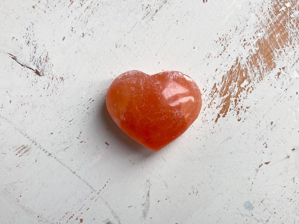 Orange Selenite Heart
