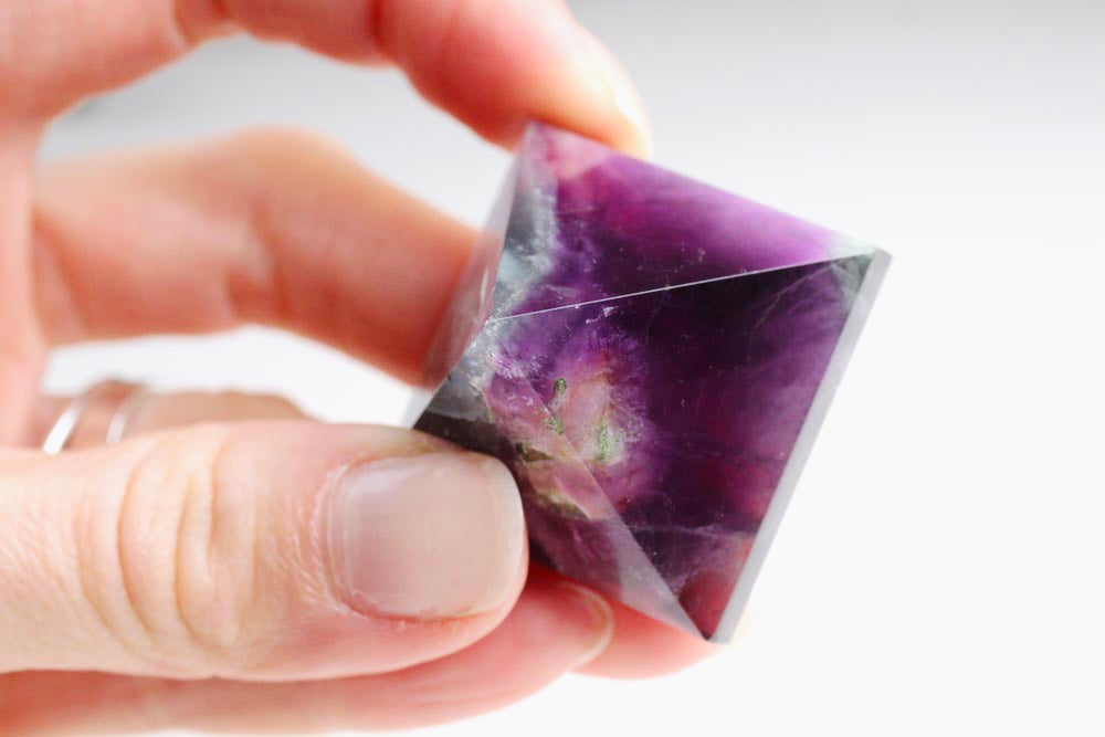 Fluorite Pyramid Purple + Green 3 cm