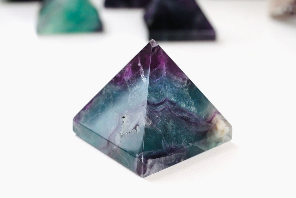 Fluorite Pyramid Green-Purple-White 4 cm